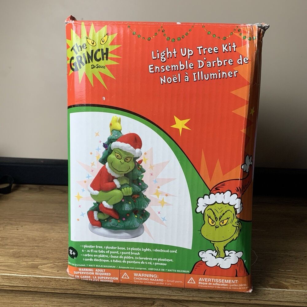 The Grinch Light Up Tree Kit DIY Paintable Dr. Seuss Ceramic Christmas Rare READ